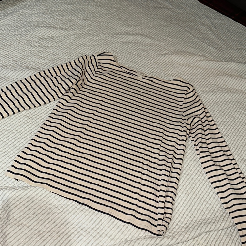 J. Crew Striped Top, Navy & Cream Swoop Neck